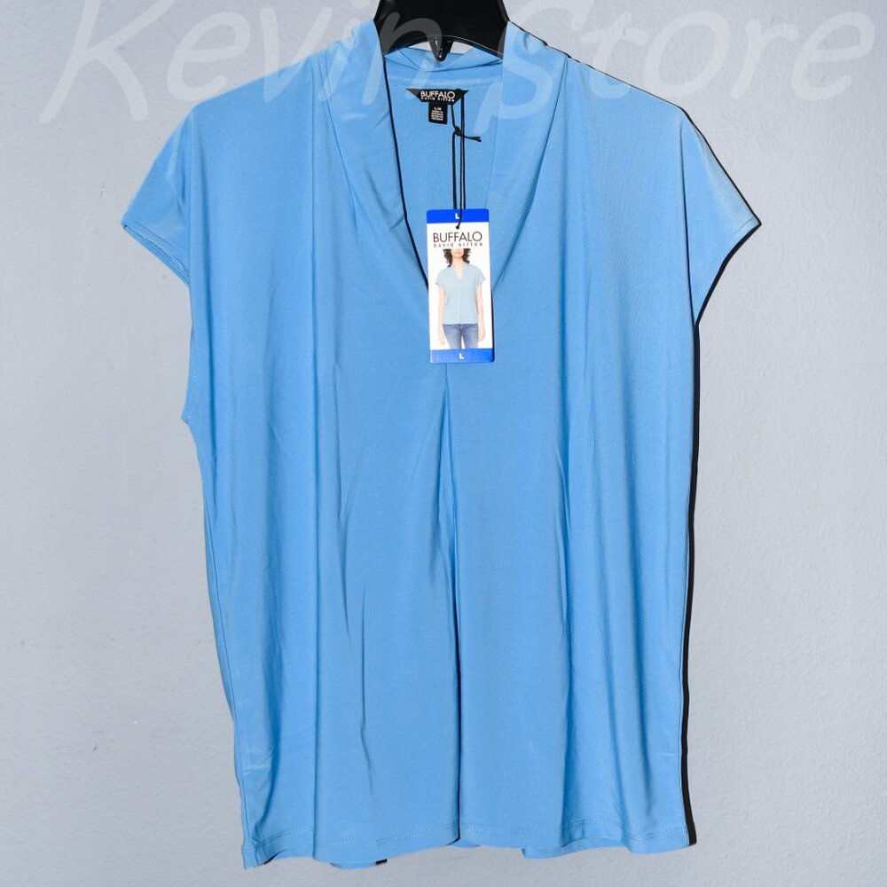 Colors: BLue (Old blue) NWT Buffalo Ladies'‎ V-Neck Short Sleeve Blouse